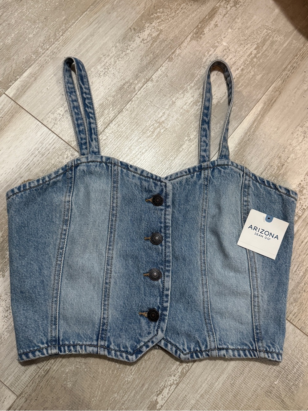 Light Blue Denim Button-Front top Size Large NWT